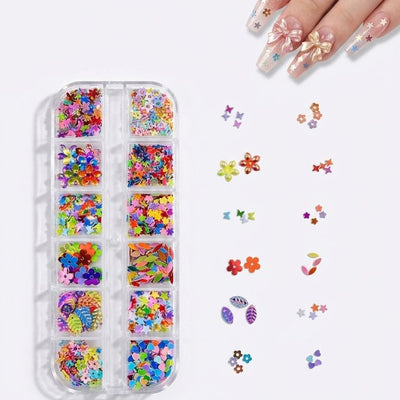 GV1047 Fall Nail Art Stickers Maple Leaf Nail Art Glitter Set – 3D Autumn Nail Sequins Decoration Kit
