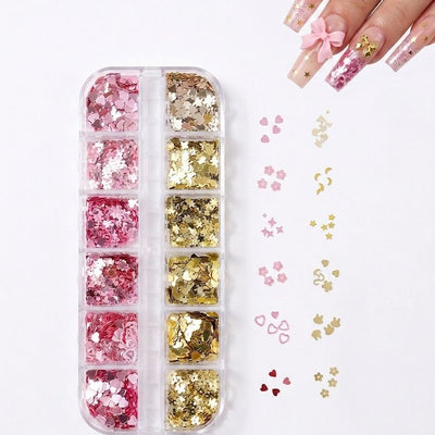 GV1048 Fall Nail Art Stickers Maple Leaf Nail Art Glitter Set – 3D Autumn Nail Sequins Decoration Kit