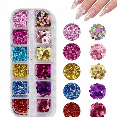 GV1051 Fall Nail Art Stickers Maple Leaf Nail Art Glitter Set – 3D Autumn Nail Sequins Decoration Kit