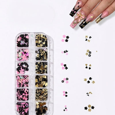 GV1052 Fall Nail Art Stickers Maple Leaf Nail Art Glitter Set – 3D Autumn Nail Sequins Decoration Kit