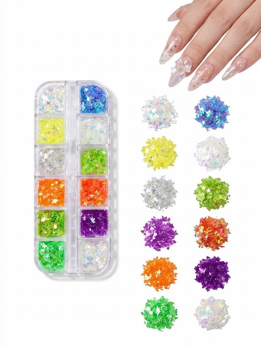 GV1058 Fall Nail Art Stickers Maple Leaf Nail Art Glitter Set – 3D Autumn Nail Sequins Decoration Kit