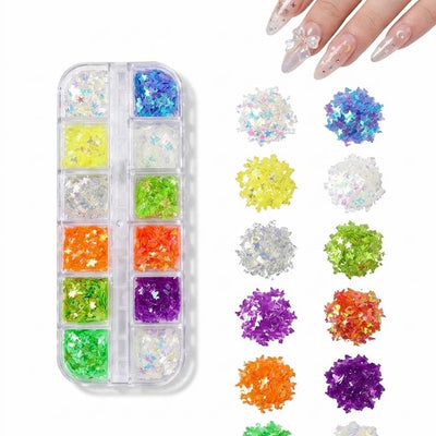 GV1058 Fall Nail Art Stickers Maple Leaf Nail Art Glitter Set – 3D Autumn Nail Sequins Decoration Kit