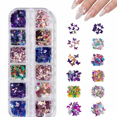 GV1060 Fall Nail Art Stickers Maple Leaf Nail Art Glitter Set – 3D Autumn Nail Sequins Decoration Kit