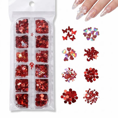 GV1061 Fall Nail Art Stickers Maple Leaf Nail Art Glitter Set – 3D Autumn Nail Sequins Decoration Kit