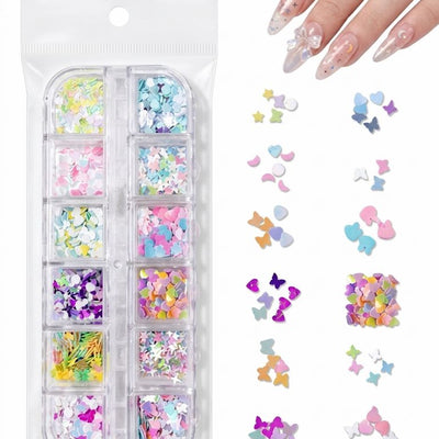 GV1062 Fall Nail Art Stickers Maple Leaf Nail Art Glitter Set – 3D Autumn Nail Sequins Decoration Kit