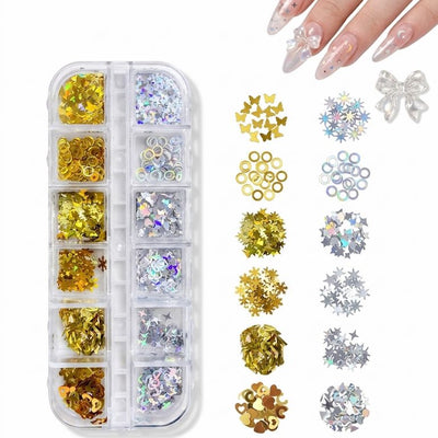 GV1063 Fall Nail Art Stickers Maple Leaf Nail Art Glitter Set – 3D Autumn Nail Sequins Decoration Kit