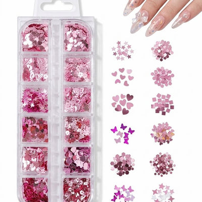 GV1066 Fall Nail Art Stickers Maple Leaf Nail Art Glitter Set – 3D Autumn Nail Sequins Decoration Kit