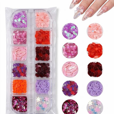 GV1067 Fall Nail Art Stickers Maple Leaf Nail Art Glitter Set – 3D Autumn Nail Sequins Decoration Kit