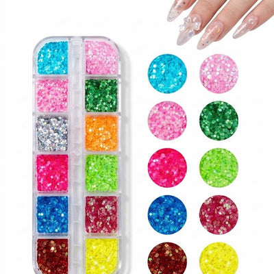 GV1068 Fall Nail Art Stickers Maple Leaf Nail Art Glitter Set – 3D Autumn Nail Sequins Decoration Kit