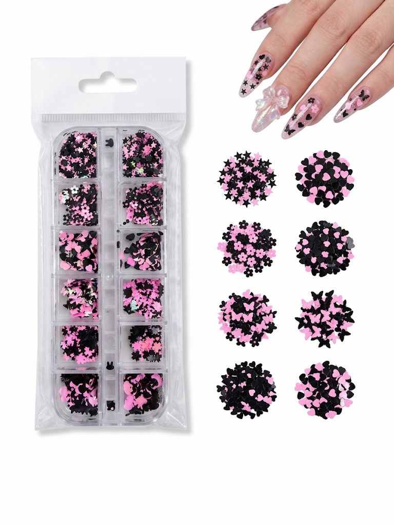 GV1072 Fall Nail Art Stickers Maple Leaf Nail Art Glitter Set – 3D Autumn Nail Sequins Decoration Kit