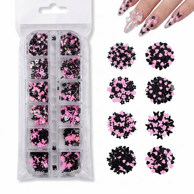 GV1072 Fall Nail Art Stickers Maple Leaf Nail Art Glitter Set – 3D Autumn Nail Sequins Decoration Kit