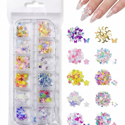 GV1073 Fall Nail Art Stickers Maple Leaf Nail Art Glitter Set – 3D Autumn Nail Sequins Decoration Kit