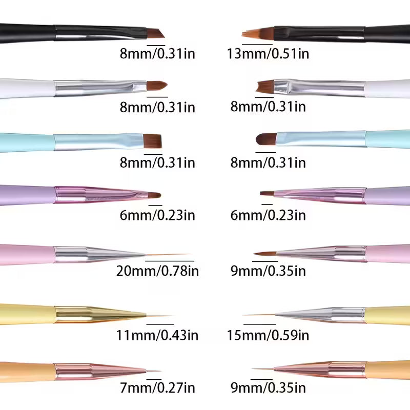 GV703 14PCS Professional Nail Art Brush Set – Liner, Gel Polish & Detailing Brushes for Nail Design