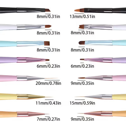 GV703 14PCS Professional Nail Art Brush Set – Liner, Gel Polish & Detailing Brushes for Nail Design