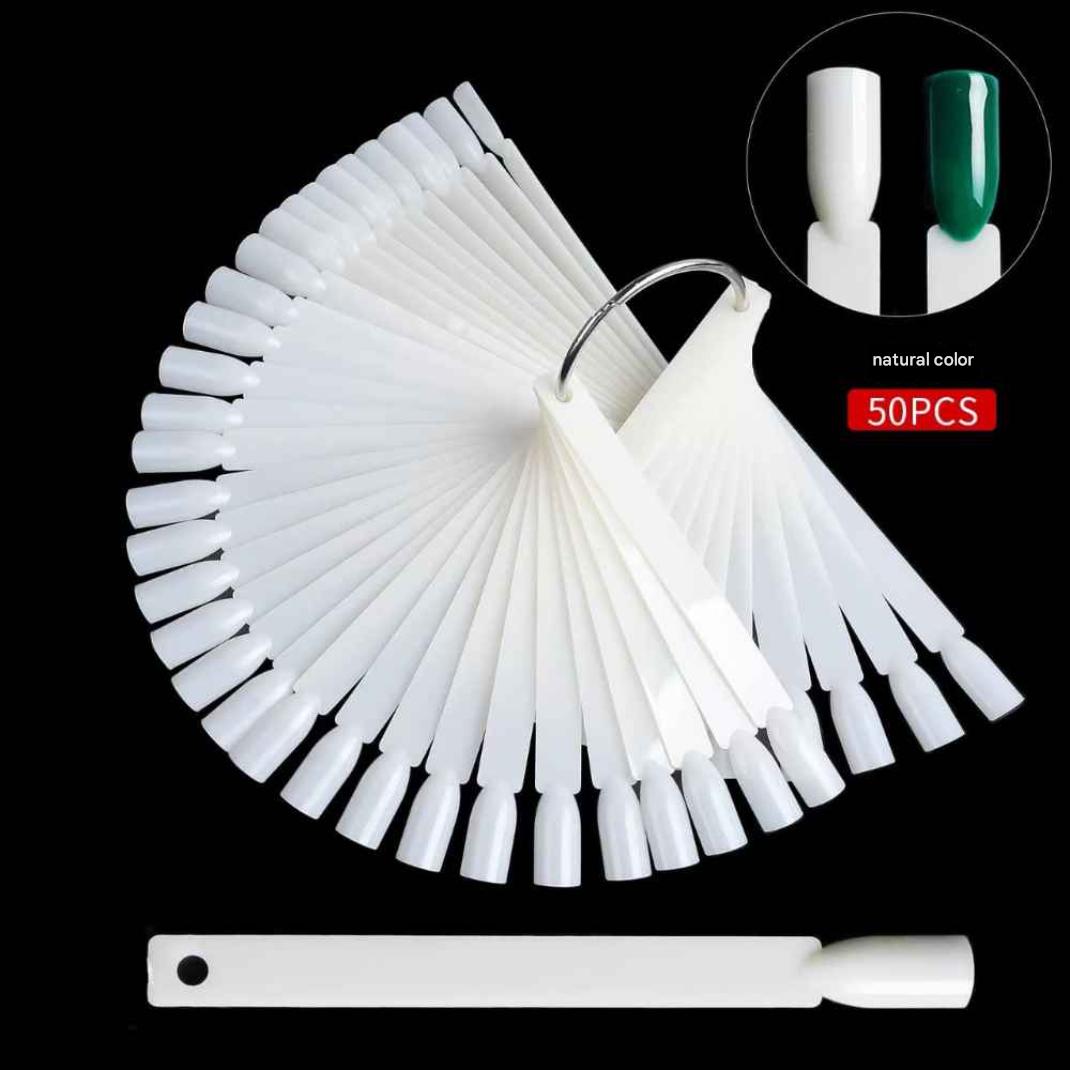 GV889 50 PCS Natural Color Nail Tip Display Fan – Nail Art Practice & Color Chart