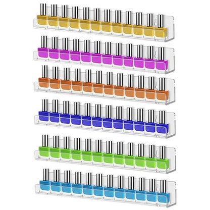 GV742 THR3E STROKES Acrylic Nail Polish Stand Holder, Wall Rack Shelf for Shop Display, Layers Acrylic Floating Wall Mount Ledges Cosmetic Organiser (Pack of 6)(PEEL THE STICKER BEFORE USE)