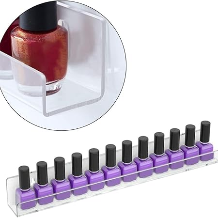 GV742 THR3E STROKES Acrylic Nail Polish Stand Holder, Wall Rack Shelf for Shop Display, Layers Acrylic Floating Wall Mount Ledges Cosmetic Organiser (Pack of 6)(PEEL THE STICKER BEFORE USE)