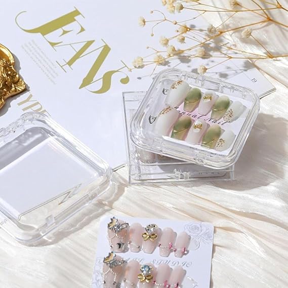 GV834 THR3E STROKES 20 Pieces Nail Storage Boxes(7.5×7.5cm), Clear Nail Tips Display Storage Box Set, Transparent False Nail Display