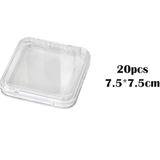 GV834 THR3E STROKES 20 Pieces Nail Storage Boxes(7.5×7.5cm), Clear Nail Tips Display Storage Box Set, Transparent False Nail Display