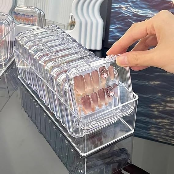 GV834 THR3E STROKES 20 Pieces Nail Storage Boxes(7.5×7.5cm), Clear Nail Tips Display Storage Box Set, Transparent False Nail Display