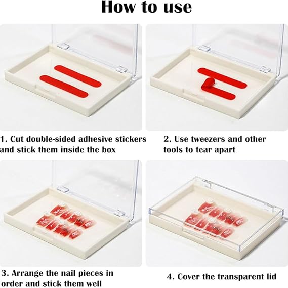 GV834 THR3E STROKES 20 Pieces Nail Storage Boxes(7.5×7.5cm), Clear Nail Tips Display Storage Box Set, Transparent False Nail Display