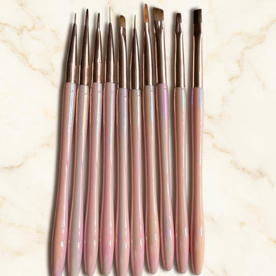 GV1018 10 PCS Nail Art Brush Set – Professional Nail Design Brushes Kit Color may Vary