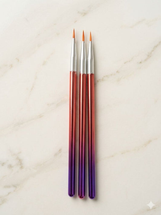 GV1029 3 PCS Nail Art Brush Set – Professional Nail Design Brushes Kit Color may Vary