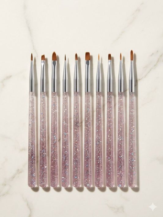 GV1032 10 PCS Nail Art Brush Set – Professional Nail Design Brushes Kit Color may Vary