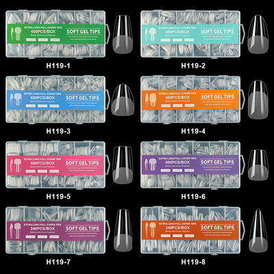 GV849 Soft Gel Nail Tips – Extra Long Full Cover Clear Tips (H119 Series) – 240/600 PCS Box for Nail Extensions, Gel-X, Acrylic & Press-On Nails
