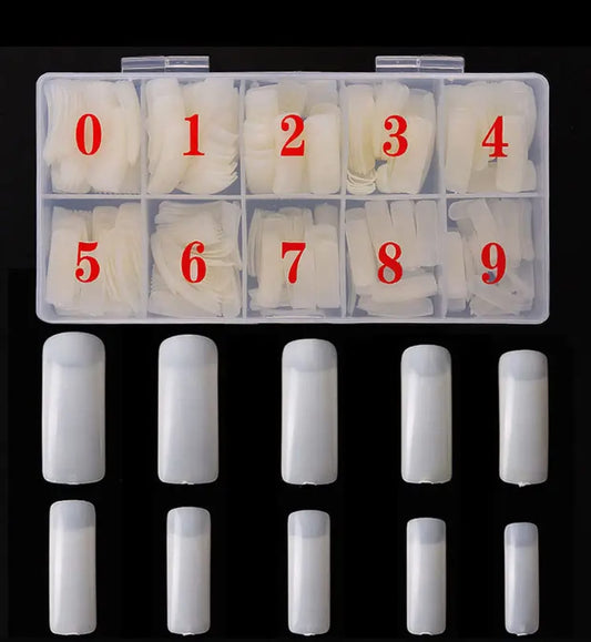 GV43 500pcs Natural Nail Tips Set – Half Cover Nail Extension Tips with 10 Sizes for Acrylic, Gel & DIY Nail Art