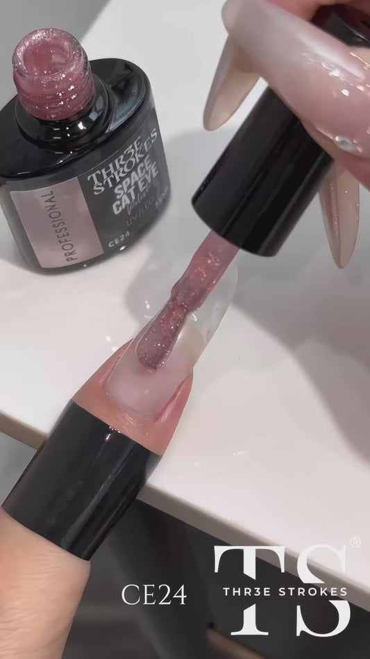 GV824 THR3E STROKES 9D Glitter Cat Eye Gel Magnetic Nail Polish Art Manicure DIY at Home Soak Off UV Gel 7.5ML (CE24, 7.5ML)