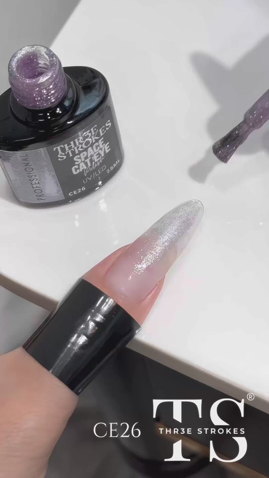 GV826 THR3E STROKES 9D Glitter Cat Eye Gel Magnetic Nail Polish Art Manicure DIY at Home Soak Off UV Gel 7.5ML (CE26, 7.5ML)