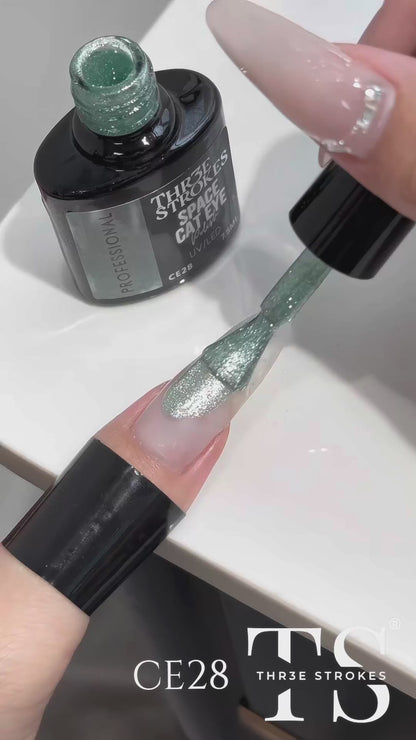 GV828 THR3E STROKES 9D Glitter Cat Eye Gel Magnetic Nail Polish Art Manicure DIY at Home Soak Off UV Gel 7.5ML (CE28, 7.5ML)