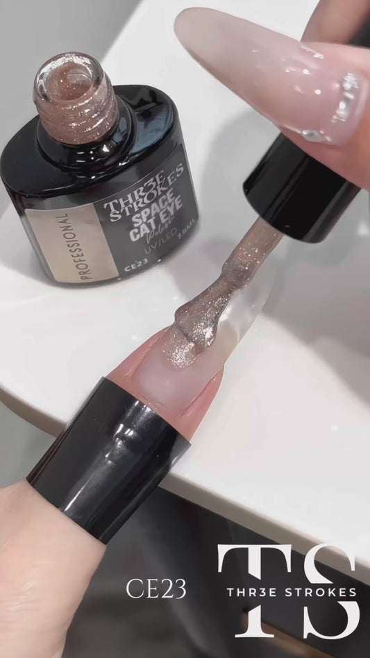 GV823 THR3E STROKES 9D Glitter Cat Eye Gel Magnetic Nail Polish Art Manicure DIY at Home Soak Off UV Gel 7.5ML (CE23, 7.5ML)