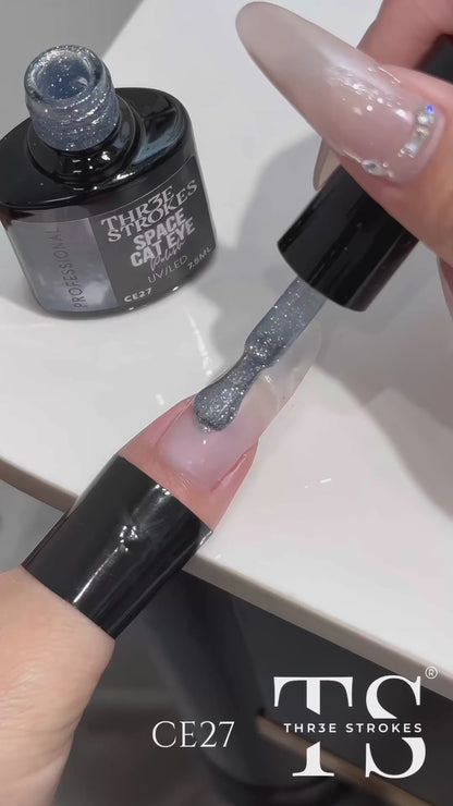 GV827 THR3E STROKES 9D Glitter Cat Eye Gel Magnetic Nail Polish Art Manicure DIY at Home Soak Off UV Gel 7.5ML (CE27, 7.5ML)
