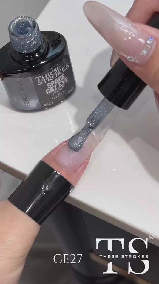 GV827 THR3E STROKES 9D Glitter Cat Eye Gel Magnetic Nail Polish Art Manicure DIY at Home Soak Off UV Gel 7.5ML (CE27, 7.5ML)