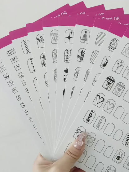 GV756 10PCS MSOKAY Reusable Nail Art Practice Cards – Step-by-Step Design Guides, Press-On & Acrylic Nail Training Sheets for Beginners & Professionals