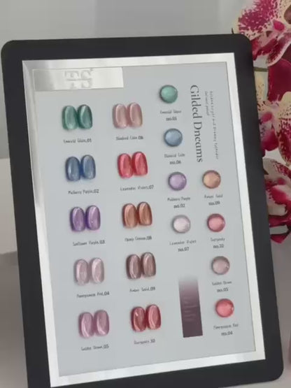 GV1022 THR3E STROKES Gilded Dreams Cat Eye Gel Polish Set (10 Colors, 15ml) – Premium Magnetic UV/LED Nail Art Kit