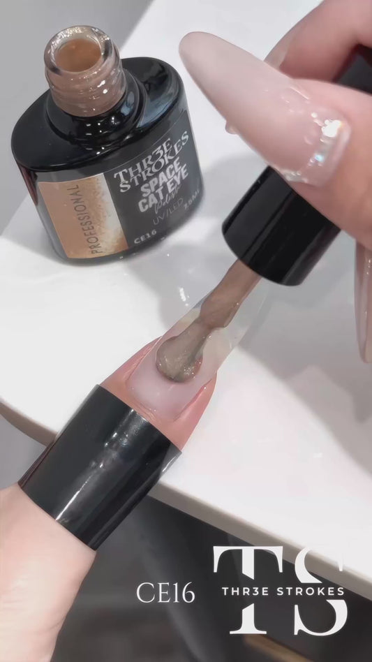 GV815 THR3E STROKES 9D Glitter Cat Eye Gel Magnetic Nail Polish Art Manicure DIY at Home Soak Off UV Gel 7.5ML (CE16, 7.5ML)