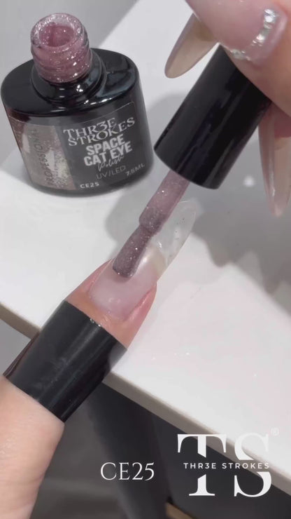 GV825 THR3E STROKES 9D Glitter Cat Eye Gel Magnetic Nail Polish Art Manicure DIY at Home Soak Off UV Gel 7.5ML (CE25, 7.5ML)