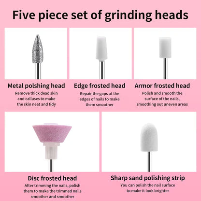GV1165 45000 RPM Nail Drill Machine – Professional Electric Nail File with Digital Display, Pink Rhinestone Design