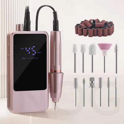 GV1166 Queen Finger Professional Rechargeable Nail Drill Machine 45,000 RPM – Cordless Portable Electric E-File Kit with LCD Display & Drill Bits for Acrylics, Gel Polish, and Cuticle Care (Color May Vary)