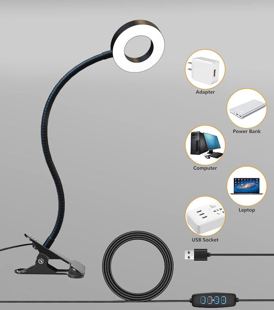 GV908 LED Clip-On Flexible Metal Tube Lamp with Plastic Head – Mini USB Gel Nail Dryer Desk Lamp for DIY Manicure Color may Vary