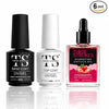 GV708 THR3E STROKES 3 Pcs 15Ml No Wipe Gel Top Coat And Base Coat Set With Cuticle Oil - Soak Off Led Nail Lamp Gel Base Top Coat Finish Nail Art Design For Women(Require uv lamp for drying)