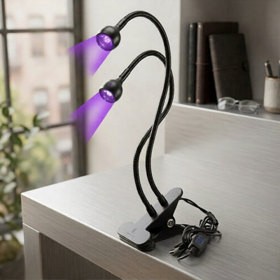 GV942 Dual Head UV LED Nail Lamp Clip – Flexible Gel Nail Curing Light for Nail Art & Gel Polish (USB Powered)